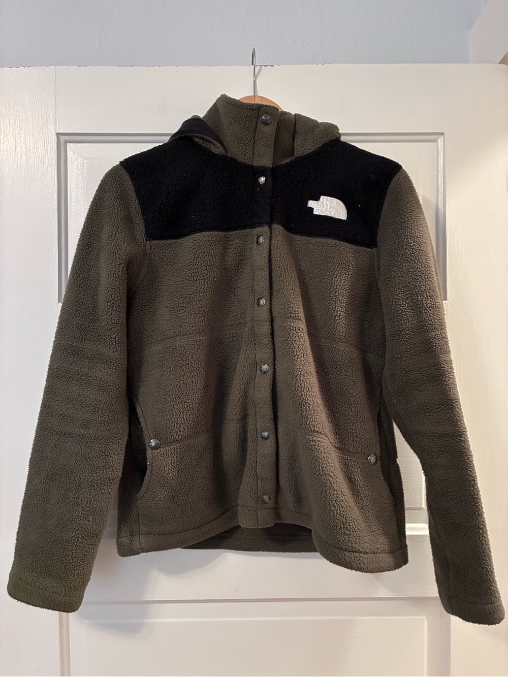 The North Face Gemma Fleece Hoodie Jacket Olive Green/Black W’s Medium